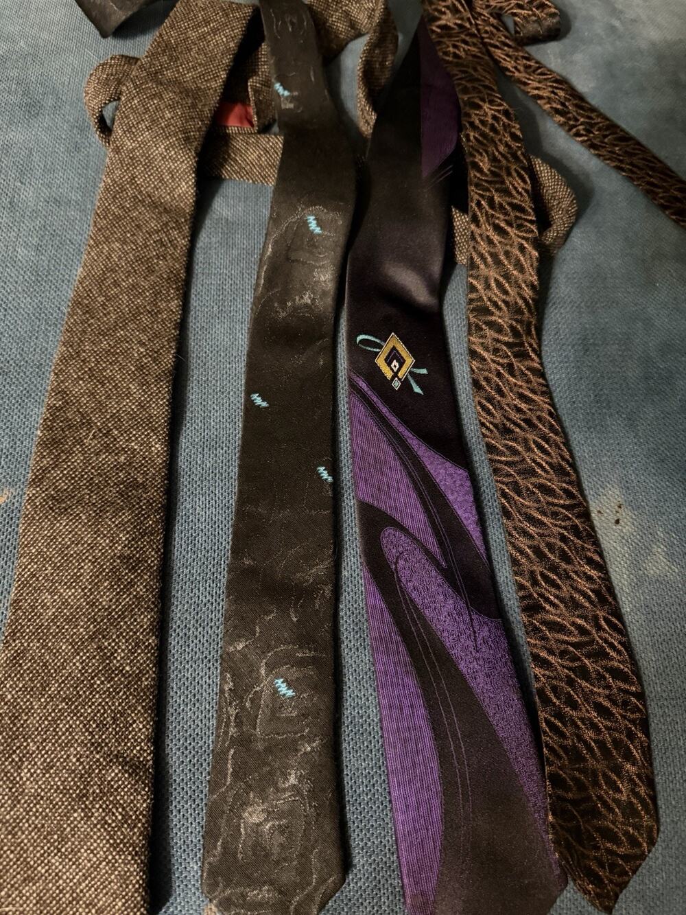 Lot Of 12 Vnt 70s 80s Necktie LOT SKINNY Thin Narrow SILK STRIPE Ties Poly